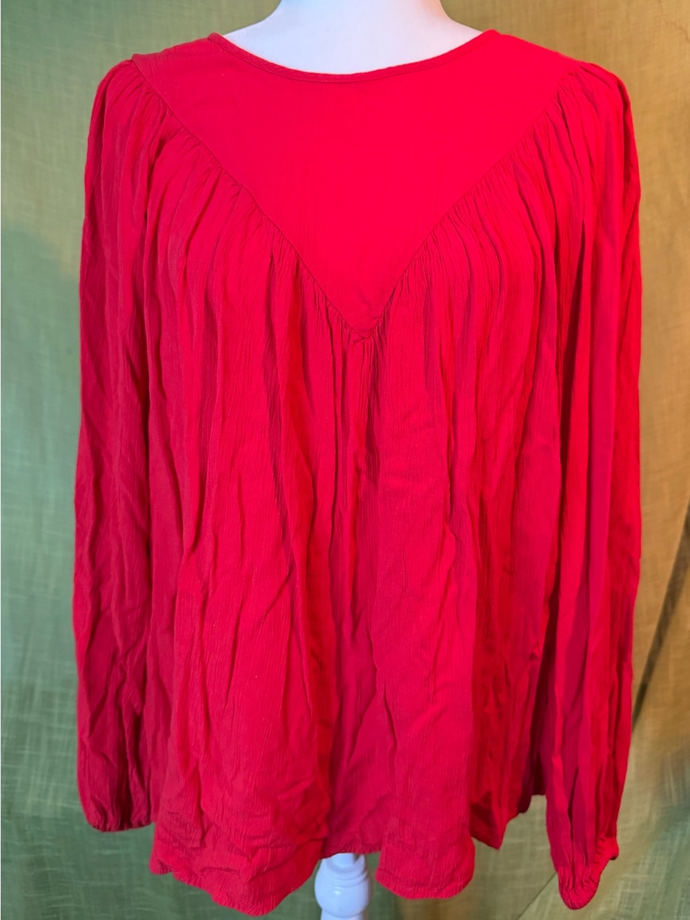 Knox Rose Bishop Long Sleeve Lightweight Red Blouse Size L